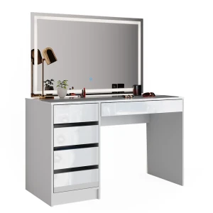 Makeupbord Sherry Hvid 120 cm med LED-belysning Vicco