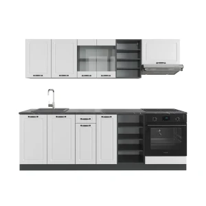Køkkenrække R-Line Hvidt landhus/antracit 240 cm uden bordplade Vicco