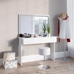 Schminktisch Azur Weiß 120 cm mit LED-Spiegel und Hocker livinity®