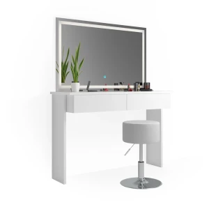 Makeupbord Azur Hvid 120 cm med LED-spejl og skammel Vicco