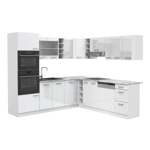 Hjørnekøkken R-Line Hvid højglans/hvid 247 x 46 cm uden bordplade Vicco