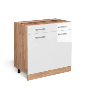 Keittiön alakaappi R-Line Valkoinen korkeakiilto 80 cm ilman työtasoa Vicco