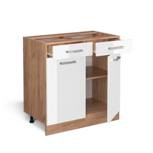 Küchenunterschrank R-Line Weiß Hochglanz 80 cm ohne Arbeitsplatte livinity®
