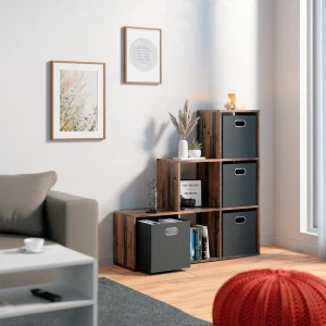 Treppenregal  Antikholz 107.2 x 107.8 cm mit 4 Faltboxen livinity®