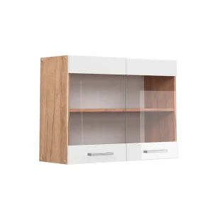 Küchenglasschrank R-Line Weiß Hochglanz 80 cm Vicco