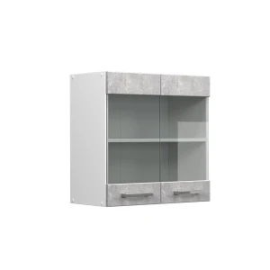 Køkkenskab med glas R-Line Beton 60 cm Vicco