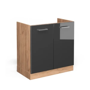 Armario bajo para fregadero R-Line Antracita alto brillo 80 cm sin encimera Vicco