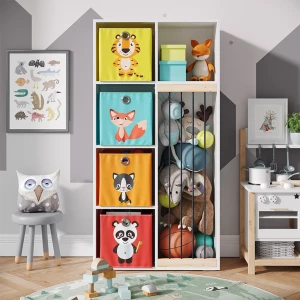 Kinderregal Marvin Weiß 72 x 143 cm mit 4 Faltboxen opt.1 livinity®
