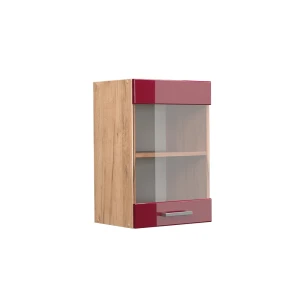 Küchenglasschrank R-Line Rot Hochglanz 40 cm Vicco