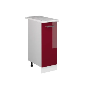 Universal underskab R-Line Bordeaux rød højglans 30 cm med dør, med bordplade Vicco