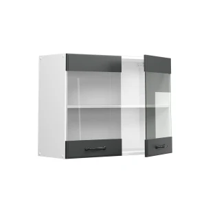Küchenglasschrank R-Line Anthrazit Landhaus 80 cm livinity®