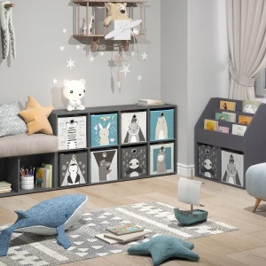 Kinderregal Scutum Grau 143 x 72 cm mit 8 Faltboxen livinity®