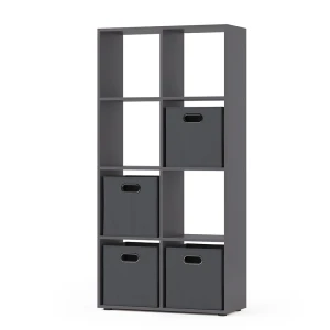 Rumdivider Scutum Grå 143 x 72 cm med 4 foldekasser Vicco