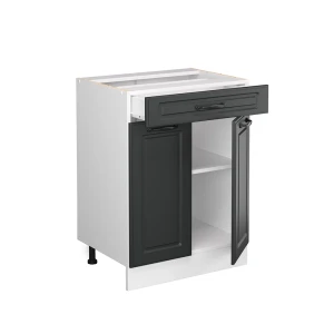 Küchenunterschrank R-Line Anthrazit Landhaus 60 cm mit Schublade, ohne Arbeitsplatte livinity®