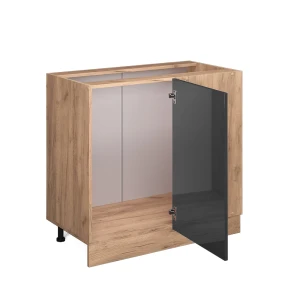 Eckunterschrank R-Line Anthrazit Hochglanz 86 cm ohne Arbeitsplatte livinity®