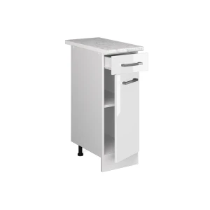 Küchenunterschrank R-Line Weiß Hochglanz 30 cm , AP Marmor livinity®