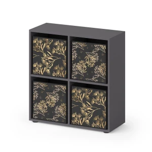 Rozdeľovač miestností Tetra čierna 72.6 x 72 cm so 4 skladacími boxmi opt.1 Vicco