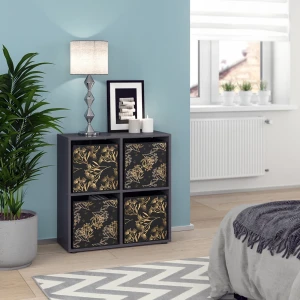 Raumteiler Tetra Schwarz 72.6 x 72 cm mit 4 Faltboxen opt.1 livinity®