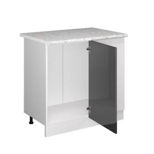 Eckunterschrank R-Line Anthrazit Hochglanz 86 cm , AP Marmor livinity®