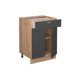 Küchenunterschrank Fame-Line Anthrazit-Gold 60 cm mit Schublade, ohne Arbeitsplatte livinity®