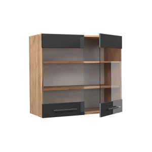 Küchenglasschrank Fame-Line Anthrazit Hochglanz 80 cm livinity®