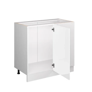 Eckunterschrank R-Line Weiß Hochglanz 86 cm ohne Arbeitsplatte livinity®