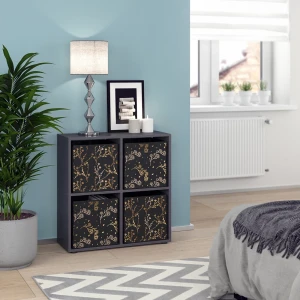 Raumteiler Tetra Schwarz 72.6 x 72 cm mit 4 Faltboxen opt.2 livinity®