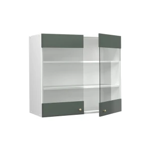 Küchenglasschrank Fame-Line Grün-Gold Landhaus 80 cm livinity®