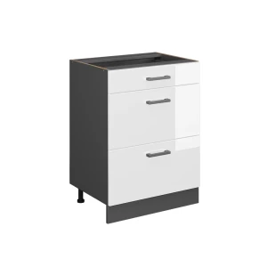 Keittiön alakaappi R-Line Valkoinen korkeakiilto 60 cm laatikoilla, ilman työtasoa Vicco