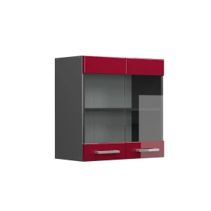 Küchenglasschrank R-Line Rot Hochglanz 60 cm Vicco