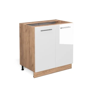 Meuble bas de cuisine Fame-Line Blanc Haute brillance 80cm avec étagère, sans PT Vicco