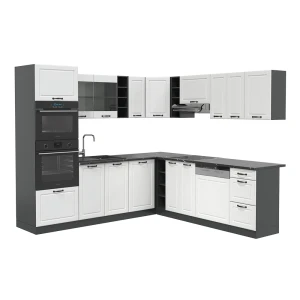Hjørnekøkken R-Line Hvidt landhus/antracit 247 x 46 cm uden bordplade Vicco