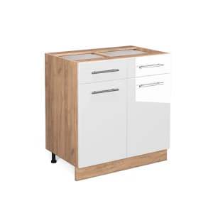Küchenunterschrank Fame-Line Weiß Hochglanz 80 cm ohne Arbeitsplatte Vicco