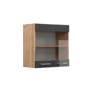 Keittiön lasikaappi R-Line Korkeakiiltoinen antrasiitti 60 cm Vicco