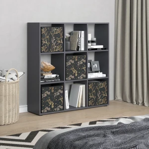 Raumteiler Nove Schwarz 104 x 108 cm mit 4 Faltboxen opt.2 livinity®