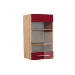 Køkkenskab med glas Fame-Line Bordeaux rød højglans 40 cm Vicco