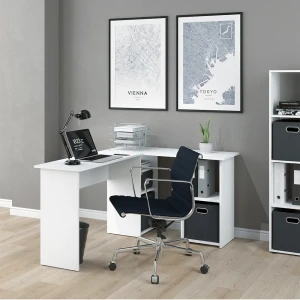 Eckschreibtisch Carlo Weiß 136 x 112 cm livinity®