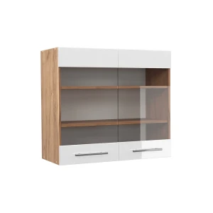 Armário de vidro de cozinha Fame-Line Branco alto brilho 80 cm Vicco