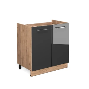 Spülenunterschrank Fame-Line Anthrazit Hochglanz 80 cm ohne Arbeitsplatte Vicco