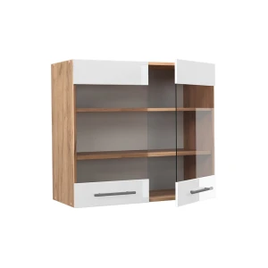 Küchenglasschrank Fame-Line Weiß Hochglanz 80 cm livinity®