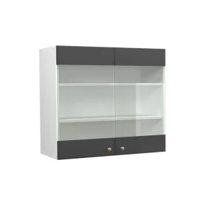 Küchenglasschrank Fame-Line Anthrazit-Gold 80 cm Vicco