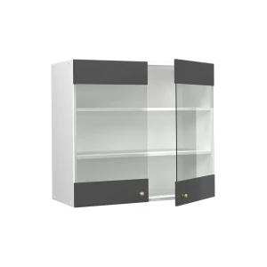 Küchenglasschrank Fame-Line Anthrazit-Gold 80 cm livinity®