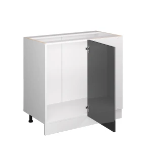 Eckunterschrank R-Line Anthrazit Hochglanz 86 cm ohne Arbeitsplatte livinity®