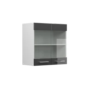 Universal overskab R-Line Antracit højglans 60 cm med glasdøre Vicco