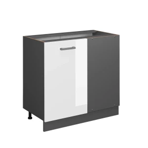 Eckunterschrank R-Line Weiß Hochglanz 86 cm ohne Arbeitsplatte Vicco