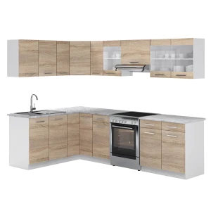 Cuisine d'angle Rick Sonoma/Blanc 267 x 167 cm, PT Marbre Vicco