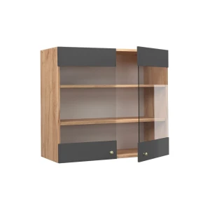 Küchenglasschrank Fame-Line Anthrazit-Gold 80 cm livinity®
