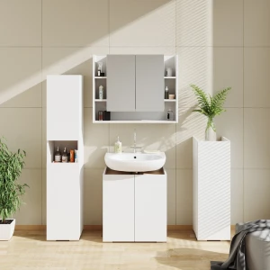Badspiegelschrank Elira Weiß 80.2 x 64 cm livinity®