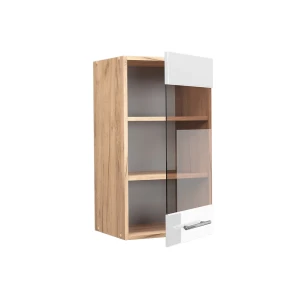 Küchenglasschrank Fame-Line Weiß Hochglanz 40 cm livinity®