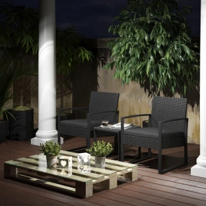Gartenmöbel-Set  Anthrazit 3 Teile, mit Tisch livinity®